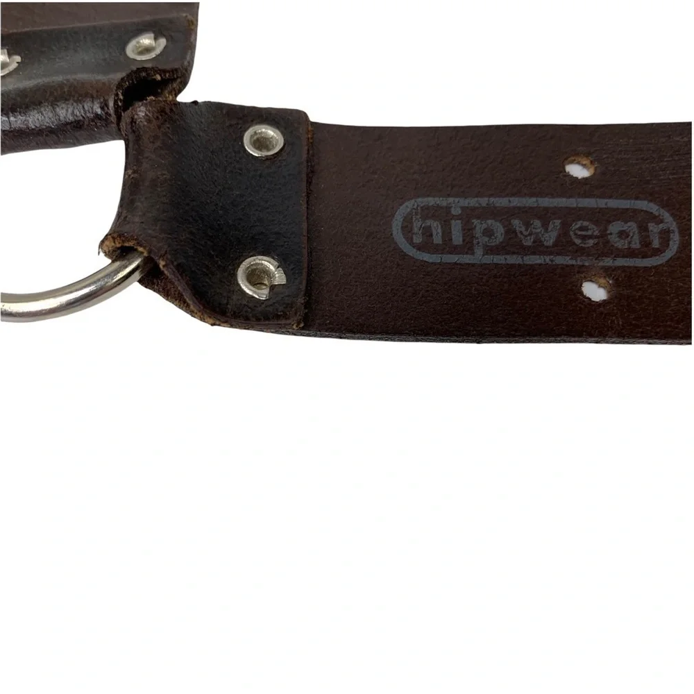 Hipwear Dark Brown Distressed Belt Starburst Cut Outs & Silver Buckle & Rings